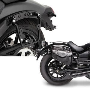 Set: Satteltaschenhalter für Kawasaki Vulcan S / Café 15-20 links Satteltaschen Abstandshalter Craftride + Satteltasche Kawasaki Vulcan S / Café Craftride Arizona 3Ltr rechts in schwarz_1