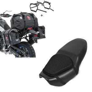 Set: Satteltaschen Set WP8 für Honda Africa Twin 1100 20-21 mit Hecktasche und Kofferträger Bagtecs + Gel Sitzkissen M Tourtecs Universal Komfortkissen schwarz_1