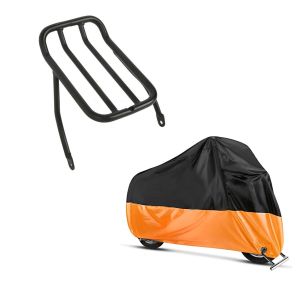 Set: Gepäckträger Rear Rack für Harley Davidson Sportster 2007-2020 schwarz Craftride + Abdeckplane Harley Sportster Forty-Eight 48 / Special Craftride XL in schwarz-orange_1
