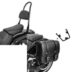 Set: Sissybar Kawasaki Vulcan S / Café 15-21 Craftride Rider-L schwarz + Satteltasche mit Halter für Kawasaki Vulcan S / Café 15-20 Reno 17l links Seitentasche Craftride_1