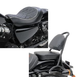 Set: Solo Sitz für Harley Sportster 883 Iron 09-20 Craftride SR4 Sitzbank + Sissy Bar RPS für Harley Davidson Sportster 883 Iron 09-20 schwarz Craftride_1
