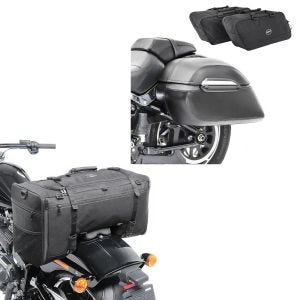 Set: Set Seitenkoffer + Innentaschen für Kawasaki Vulcan S/ Café Craftride K3 + Hecktasche für Kawasaki Vulcan S / Café SQ1 Craftride 52l schwarz_1