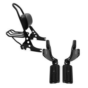 Set: Sissybar Harley Davidson Sportster 883 Iron 09-20 Craftride Fast Rider-M inkl. Gepäckträger schwarz + Sozius Fussrasten Set mit Halter für Harley Sportster 883 Iron 09-13 BL1 Craftride_1