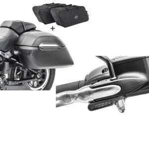 Set: Set Seitenkoffer + Innentaschen für Harley Breakout/ 114 Craftride K3 + LED Lenkerblinker für Harley Davidson Breakout / Fat Boy / 114 Lumitecs Blinker M2 getönt_1