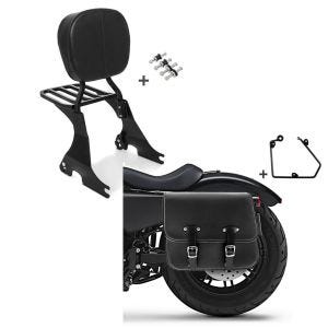 Set: Sissybar für Harley Davidson Sportster 883 Iron 09-20 Craftride inkl. Gepäckträger und Docking Kit schwarz + Satteltasche + Halter für Harley Sportster 883 Iron 16-20 links 20l Craftride_1