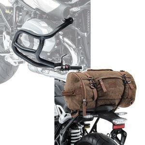 Set: Sturzbügel für BMW R NineT 14-21 Motoguard Schutzbügel + Hecktasche Vintage 25L für BMW R NineT / Pure / Racer braun Craftride_1