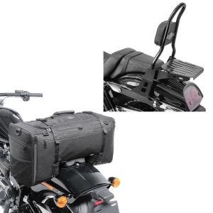 Set: Sissybar Harley Davidson Dyna Fat Bob 10-17 Craftride Fast Rider-M inkl. Gepäckträger schwarz + Hecktasche für Harley Dyna Fat Bob SQ1 Craftride 52l schwarz_1