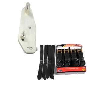 Set: Adapterplatte für ConStands Power Honda Africa Twin Adventure Sports 1100 20-21 + Motorrad Spanngurt Set ConStands mit Ratsche und Haken inkl 4x Zurrschlaufe in schwarz_1