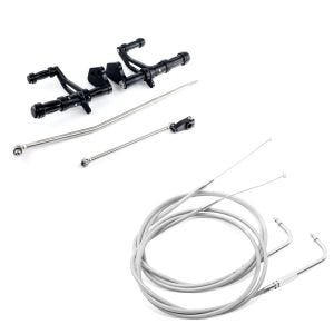Set: Vorverlegte Fußrastenanlage für Harley Dyna Street Bob 06-17 Craftride schwarz + Gaszug für Harley Dyna Street Bob 06-10 Edelstahl/Nylon Craftride_1