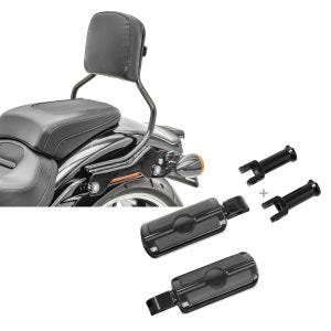 Set: Sissybar für Harley Breakout / 114 18-21 Abnehmbar Craftride R1 schwarz + Sozius Fussrasten mit Halter für Harley Softail 18-21 Craftride SF6 schwarz_1