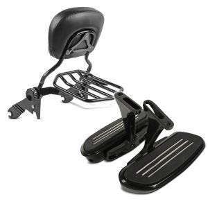 Set: Sissybar Harley Street Glide Special 15-21 Craftride Fast Driver-L Flex inkl. Gepäckträger schwarz + Beifahrer Trittbretter + Halter CF2B für Harley Street Glide Special 15-21 Craftride_1
