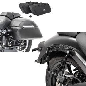 Set: Set Seitenkoffer + Innentaschen für Kawasaki Vulcan S/ Café Craftride K3 + Satteltaschenhalter für Kawasaki Vulcan S / Café 15-20 rechts Satteltaschen Abstandshalter Craftride_1
