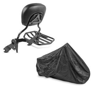 Set: Sissybar Harley Street Glide Special 15-21 Craftride Fast Driver-L Flex inkl. Gepäckträger schwarz + Abdeckplane Harley Street Glide / Special Craftride XXXL schwarz_1