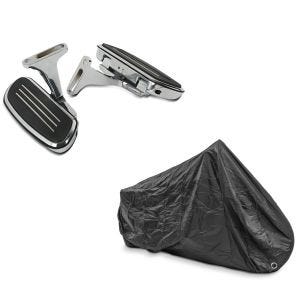 Set: Beifahrer Trittbretter + Halter CF2S für Harley Street Glide Special 15-21 Craftride + Abdeckplane Harley Street Glide / Special Craftride XXXL schwarz_1