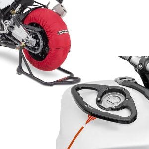 Set: Reifenwärmer Set für Yamaha YZF-R6 YZF-R1 ConStands Laguna Seca 60-80°C rot + Sozius Haltegriff für Yamaha YZF-R6 / YZF-R1 PG1 Zaddox_1