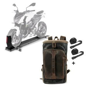 Set: Rangierschiene Harley Rocker / C ConStands Smart-Mover mit Wippe grau + Gepäckrolle für Harley Rocker / C Hecktasche Craftride VG7 schwarz_1