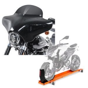 Set: Batwing Verkleidung BD8 für Harley Davidson Road King / Classic Craftride + Rangierschiene Harley Road King / Classic ConStands Smart-Mover mit Wippe orange_1