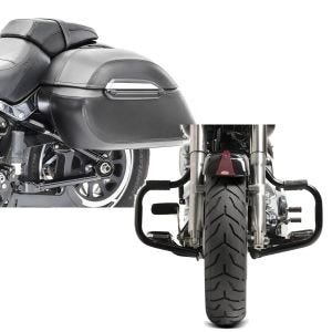 Set: Seitenkoffer Set Harley Fat Boy Special / Lo Craftride K3 33Ltr in schwarz + Sturzbügel für Harley Davidson Fat Boy Special 2010-2017 Craftride Mustache schwarz_1