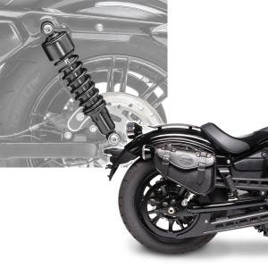 Set: Stoßdämpfer 11,9 Zoll Harley Davidson Sportster 883 Iron 09-20 Craftride schwarz + Satteltasche Harley Sportster 883 Iron Craftride Arizona 3Ltr rechts in schwarz_1