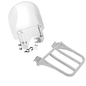 Set: Windschild für Harley-Davidson Sportster 1200 Custom 96-18 Craftride + Gepäckträger für Harley Sportster 1200 Custom 04-20 chrom Craftride_1