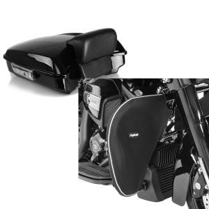 Set: Top Case Razor für Harley Davidson Street Glide 14-21 Craftride + Sturzbügel Spritzschutz für Harley Street Glide 06-21 Beinwärmer Craftride_1