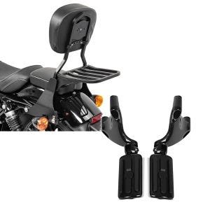 Set: Sissybar Harley Sportster 883 Iron (XL 883 N) 09-20 Craftride Fast Driver-S inkl. Gepäckträger schwarz + Sozius Fussrasten Set mit Halter für Harley Sportster 883 Iron 09-13 BL1 Craftride_1