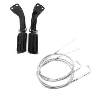 Set: Sozius Fussrasten Set mit Halter für Harley Dyna Street Bob 06-17 BL1 schwarz Craftride + Gaszug für Harley Dyna Street Bob 06-10 Edelstahl/Nylon Craftride_1