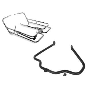 Set: Kofferträger Twin Rail für Harley Touring 97-08 mit Schutzbügel Craftride + Sturzbügel für Harley Davidson Touring 97-08 Craftride Mustache schwarz_1