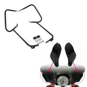 Set: Kofferträger für Harley Electra Glide Standard 97-08 Schutzbügel schwarz Craftride + Seitlicher Windabweiser für Harley-Davidson Touring 96-13 schwarz Craftride_1