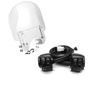 Set: Windschild für Harley-Davidson Sportster 883 88-10 Craftride + Lenkerschalter für Harley Davidson Sportster 883 96-10 Lenkerarmatur schwarz Craftride_1