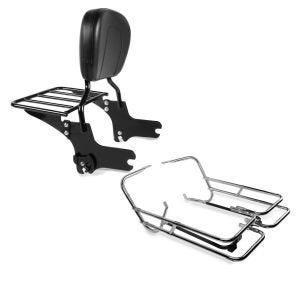Set: Sissybar Harley Street Glide 06-08 Craftride Fast Driver-M inkl. Gepäckträger schwarz + Kofferträger Twin Rail für Harley Touring 97-08 mit Schutzbügel Craftride_1