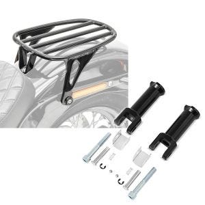 Set: Gepäckträger für Harley Davidson Softail Standard 20-21 Solo Rack Craftride GS3 schwarz + Sozius Fussrasten-Halter für Harley Davidson Softail 18-21 Craftride schwarz_1