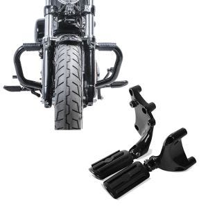 Set: Sturzbügel Mustache II für Harley Davidson Sportster Forty-Eight 48 10-20 Schutzbügel schwarz Craftride + Sozius Fussrasten Set mit Halter für Harley Sportster Forty-Eight 48 14-20 BL1 Craftride_1
