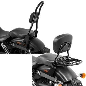 Set: Sissybar Harley Davidson Dyna Super Glide Custom 06-15 Craftride Fast Rider-L schwarz + Sissybar Harley Dyna Modelle 2006-2017 Craftride Fast Driver-M Flex inkl. Gepäckträger schwarz_1