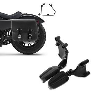 Set: Satteltasche + Halter für Harley Sportster 883 Iron 16-20 links 20l Craftride + Sozius Fußrasten für Harley Sportster 883 Iron 14-20 Craftride mit Halter in schwarz_1
