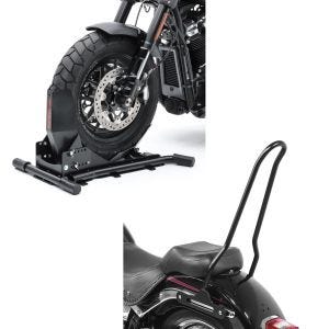 Set: Radwippe für Harley Fat Boy / 114 Constands Easy Plus Vario einstellbar schwarz + Sissybar für Harley Davidson Fat Boy 00-17 Tampa schwarz Craftride_1
