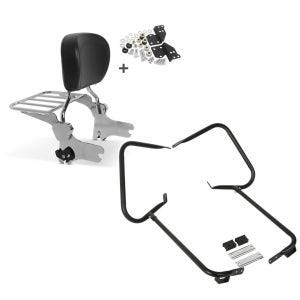 Set: Sissy Bar + Gepäckträger + Docking-Kit für Harley Electra Glide Standard 97-08 chrom Craftride + Kofferträger für Harley Electra Glide Standard 97-08 Schutzbügel schwarz Craftride_1