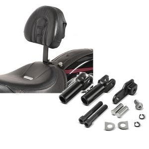 Set: Fahrer Rückenlehne Tech für Harley Davidson Softail Modelle 07-17 Craftride + Sozius Fussrasten-Halter für Harley Davidson Softail Slim 12-17 Craftride schwarz_1