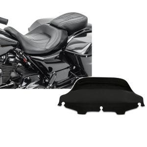 Set: Sitzbank für Harley CVO Street Glide 11-21 Komfortsitzbank Craftride CV schwarz + Windschild Wave 8" für Harley CVO Street Glide 11-13 schwarz Craftride_1