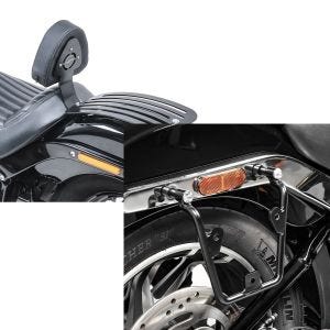 Set: Set Fahrer Rückenlehne Gepäckträger für Harley Softail Slim 18-21 Craftride Sissybar + Satteltaschenhalter für Harley Davidson Softail 18-21 Abstandshalter re-li Craftride_1