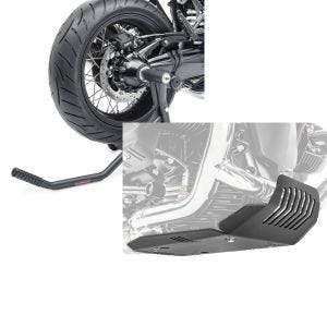 Set: Einarmständer BMW R NineT Urban G / S 17-21 Montageständer ConStands Single-Racing schwarz matt + Motorschutz für BMW R NineT Urban G/S 17-21 Motoguard Aluminium Bugspoiler Unterbodenschutz schwarz_1