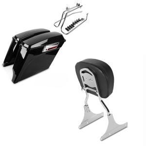 Set: Seitenkoffer Set für Harley Davidson Heritage Softail Classic 88-17 Craftride Stretched inkl Träger chrom + Sissybar Harley Heritage Softail Classic 88-17 Craftride Driver-S chrom_1