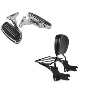 Set: Beifahrer Trittbretter + Halter CF2S für Harley Street Glide 06-21 Craftride + Sissybar Harley Street Glide 06-08 Craftride Fast Driver-M inkl. Gepäckträger schwarz_1