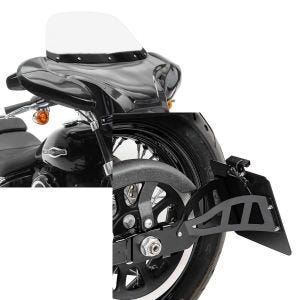 Set: Batwing Verkleidung für Yamaha XVS 1100 Drag Star Craftride mit Windschild schwarz + Seitlicher Kennzeichenhalter für Yamaha XVS 650-1100 Drag Star 96-07 Craftride schwarz_1