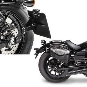 Set: Seitlicher Kennzeichenhalter für Harley Sportster 883 Iron 09-20 Craftride schwarz + Satteltasche Harley Sportster 883 Iron Craftride Arizona 3Ltr rechts in schwarz_1
