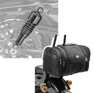 Set: Stossdämpfer 10,5" für Harley Sportster 883 Tieferlegung schwarz Craftride + Hecktasche für Harley Sportster 883 / Custom Gepäckrolle Craftride RB1 24-30Ltr_1