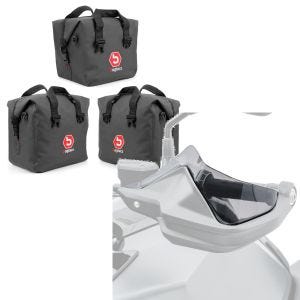 Set: Innentaschen für Aluminium Koffer + Topcase für BMW R 1200 GS/ Adventure 04-18 BAgtecs + Handprotektoren Verlängerung für BMW R 1200 GS Adventure 14-18 Motoguard rauchgrau_1