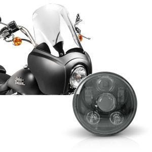 Set: Verkleidung MG5 für Harley Davidson Dyna Street Bob 06-17 schwarz matt-klar Craftride + Hauptscheinwerfer LED 5,75 Zoll für Harley Dyna Street Bob 06-17 schwarz von Craftride_1