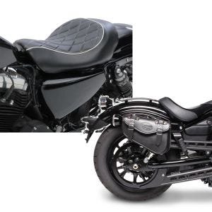 Set: Solo Sitz für Harley Sportster 883 Iron 09-20 Craftride SR4 Sitzbank + Satteltasche Harley Sportster 883 Iron Craftride Arizona 3Ltr rechts in schwarz_1