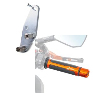 Set: Adapterplatte für ConStands Power für KTM 125/ 390 Duke 17-21 + Lenkergriffe für KTM 790 / 390 / 125 Duke Zaddox LG4 orange_1